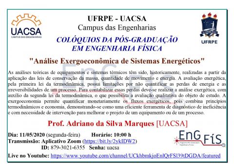 Colóquios da Pós-Graduação em Engenharia Física – 11/05/2020 Colóquios da Pós-Graduação em Engenharia Física – 11/05/2020