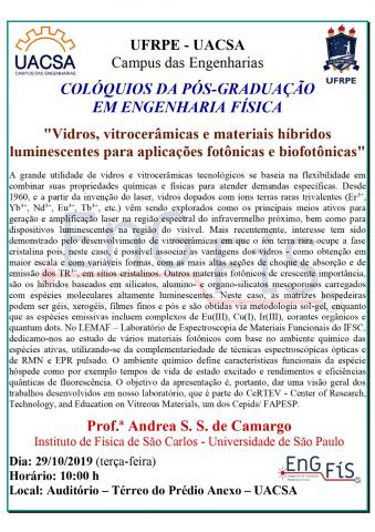 Colóquios da Pós-Graduação em Engenharia Física – 29/10/2019 (terça-feira)