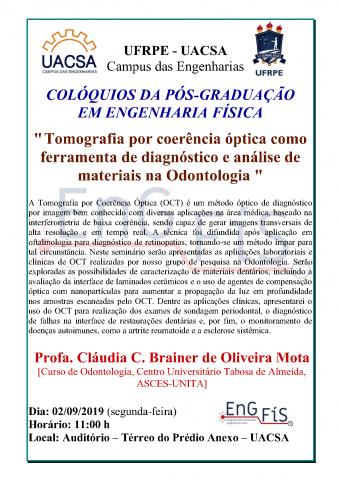 Colóquios da Pós-Graduação em Engenharia Física – 02/09/2019 Colóquios da Pós-Graduação em Engenharia Física – 02/09/2019