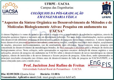 Colóquios da Pós-Graduação em Engenharia Física – 02/09/2020 Colóquios da Pós-Graduação em Engenharia Física – 02/09/2020