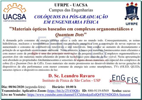 Colóquios da Pós-Graduação em Engenharia Física – 08/06/2020 Colóquios da Pós-Graduação em Engenharia Física – 08/06/2020