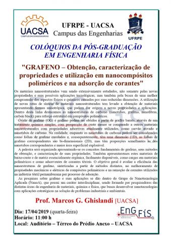 Colóquios da Pós-Graduação em Engenharia Física – Programação 17/04/2019