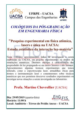 Colóquios da Pós-Graduação em Engenharia Física – 29/05/2019