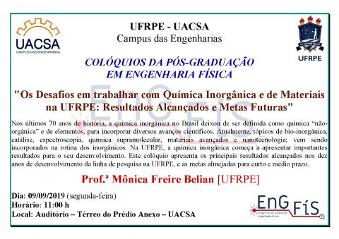Colóquios da Pós-Graduação em Engenharia Física – 09/09/2019