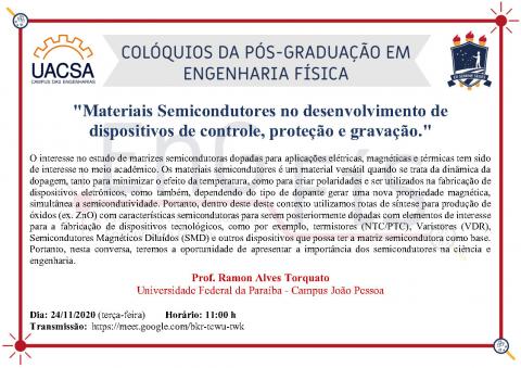 Colóquios da Pós-Graduação em Engenharia Física –24/11/2020 Colóquios da Pós-Graduação em Engenharia Física –24/11/2020