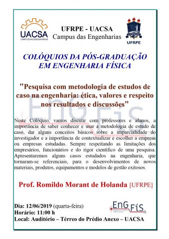 Colóquios da Pós-Graduação em Engenharia Física – 12/06/2019 Colóquios da Pós-Graduação em Engenharia Física – 12/06/2019