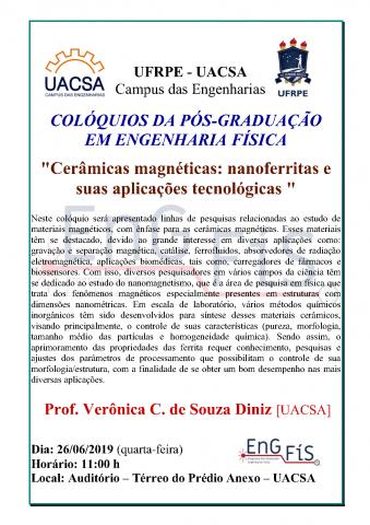 Colóquios da Pós-Graduação em Engenharia Física – 26/06/2019 Colóquios da Pós-Graduação em Engenharia Física – 26/06/2019