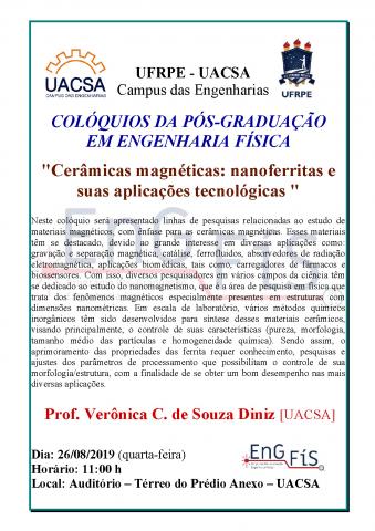Colóquios da Pós-Graduação em Engenharia Física – 26/08/2019 Colóquios da Pós-Graduação em Engenharia Física – 26/08/2019