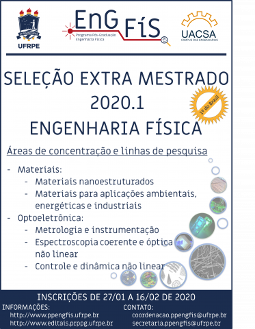 EDITAL GERAL EXTRA SELEÇÃO MESTRADO ENGENHARIA FÍSICA 2020.1